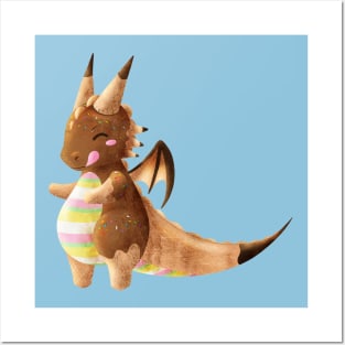 Kawaii Ice Cream Dragon - Without Background Posters and Art